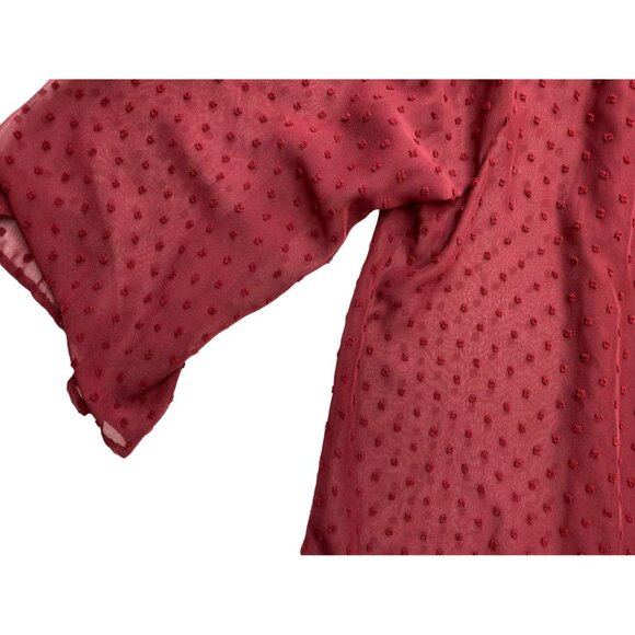 Style & Co Blouse Top Women's 3X Plus Red Eyelet-Yoke Swiss-Dot Textured Overlay - Picture 5 of 12